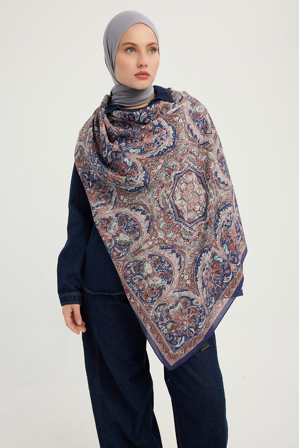 Vierra Desenli Şal - Ebedi Saraylar - Kahve Mor