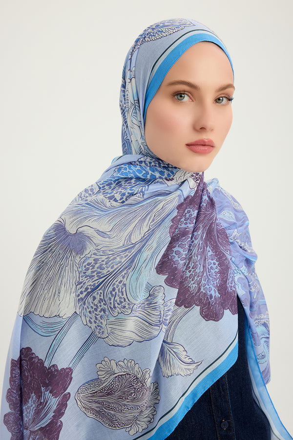Efilia Desenli Şal - Mercan Bahçesi - Lila
