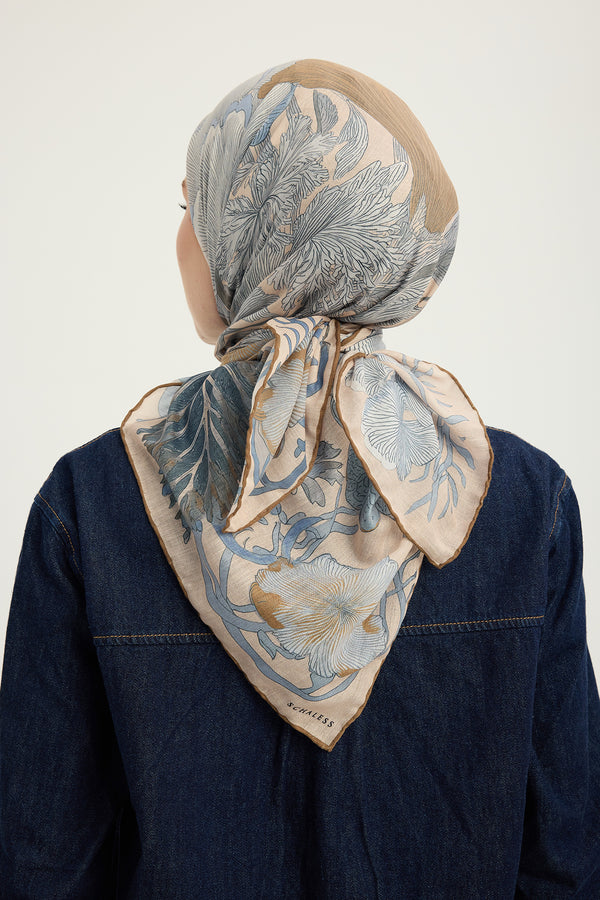 Efilia Desenli Eşarp - Mercan Bahçesi - Bej