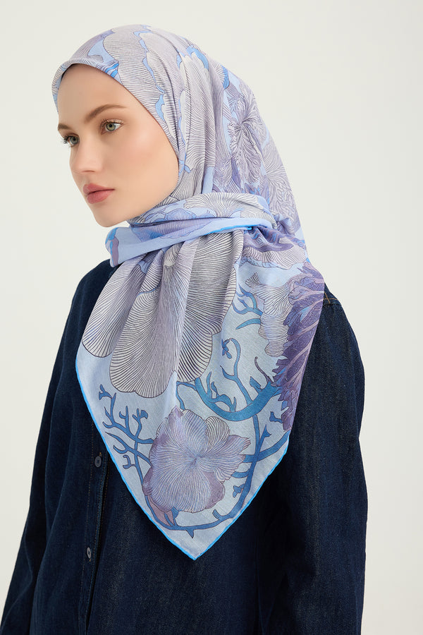 Efilia Desenli Eşarp - Mercan Bahçesi - Lila