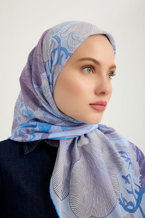 Efilia Desenli Eşarp - Mercan Bahçesi - Lila