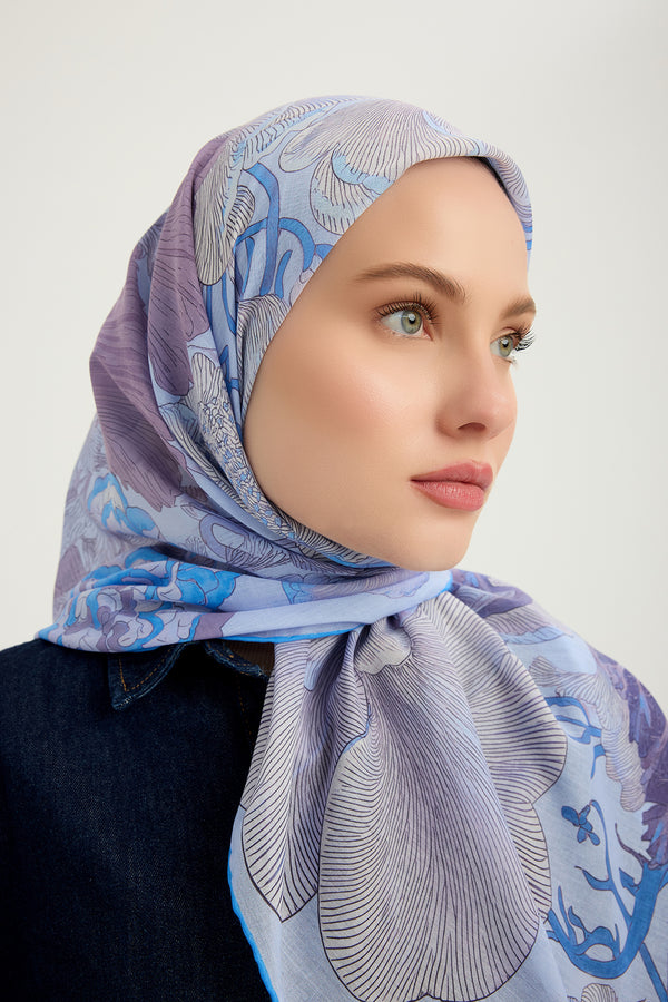 Efilia Desenli Eşarp - Mercan Bahçesi - Lila