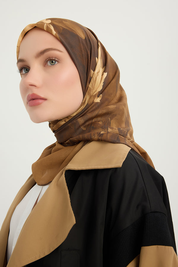 Efilia Desenli Eşarp - Zamansız Hayal - Kahverengi
