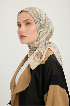 Efilia Desenli Eşarp - Sonsuz Aşk - Bej