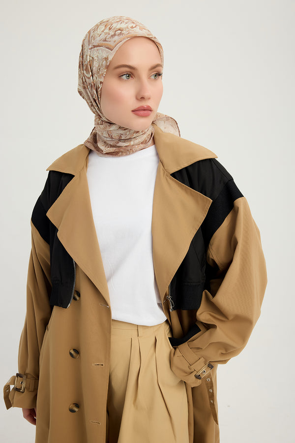 Vierra Desenli Eşarp - Ebedi Saraylar - Bej