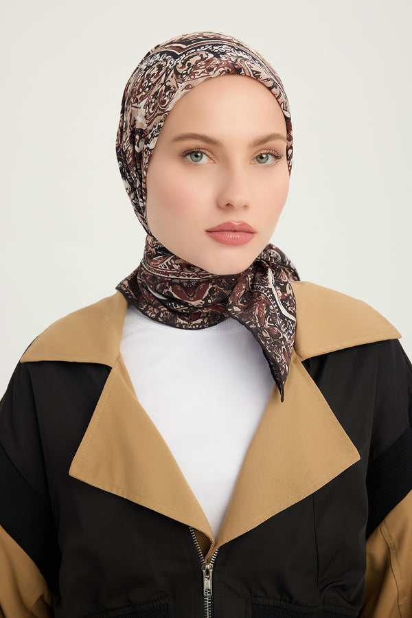 Vierra Desenli Eşarp - Ebedi Saraylar - Koyu Kahve