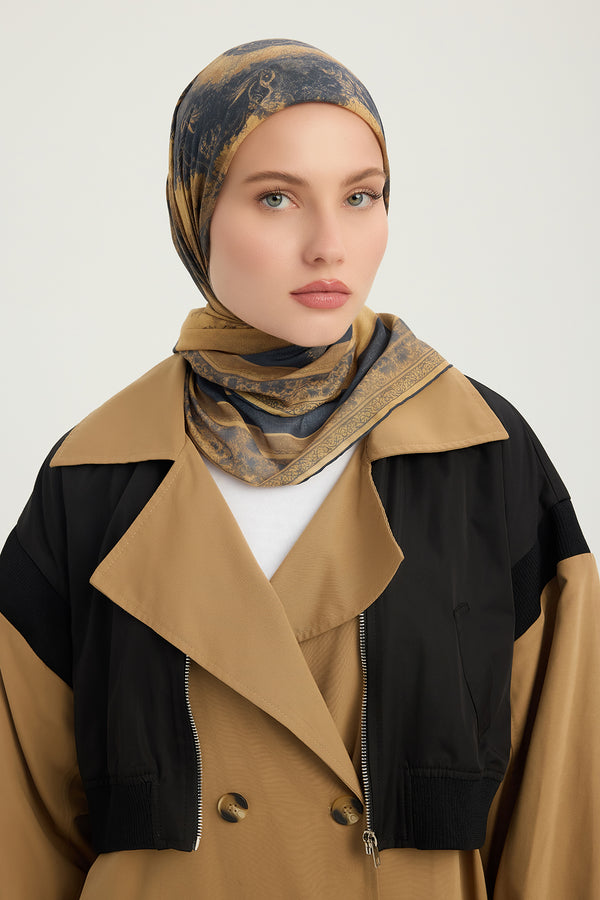 Efilia Desenli Eşarp - Köklerin Aynası - Camel