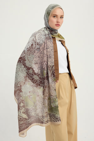 Efilia Desenli Şal - Sessiz Mevsimler - Vizon