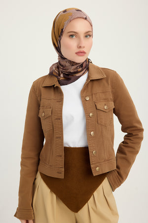 Efilia Desenli Eşarp - Mercan Bahçesi - Koyu Kahve