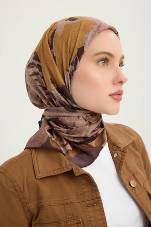 Efilia Desenli Eşarp - Mercan Bahçesi - Koyu Kahve