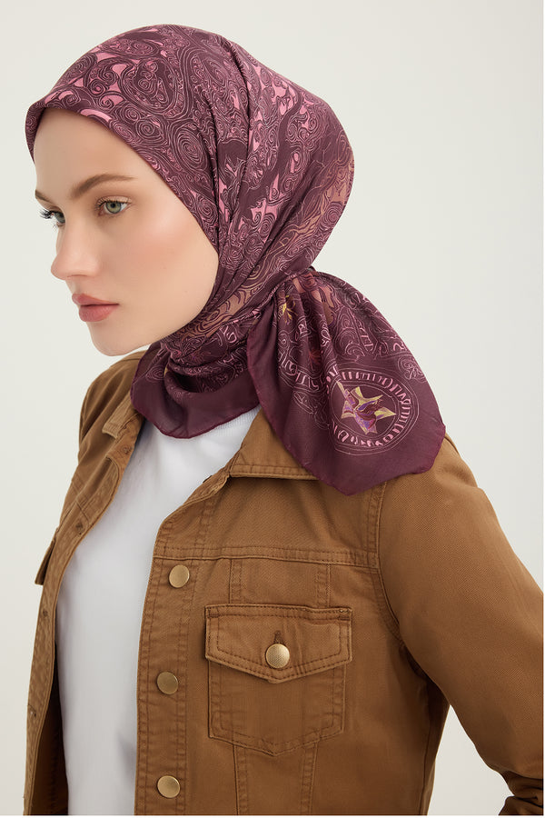 Efilia Desenli Eşarp - Sonsuz Aşk - Bordo
