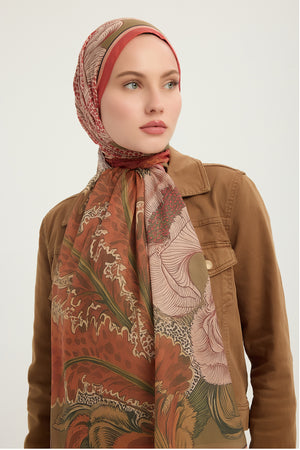 Efilia Desenli Şal - Mercan Bahçesi - Bordo