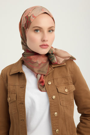 Efilia Desenli Eşarp - Mercan Bahçesi - Bordo