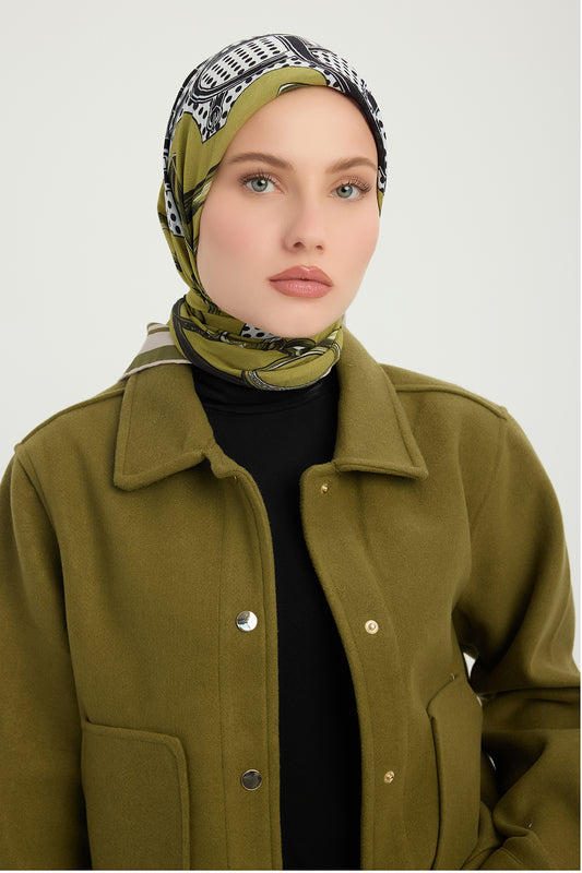 Vierra Desenli Eşarp - Süvarinin Arması - Olive