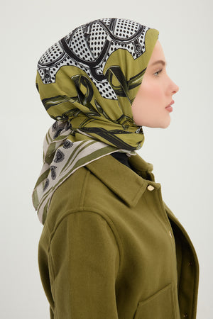 Vierra Desenli Eşarp - Süvarinin Arması - Olive