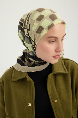 Efilia Desenli Eşarp - Pastel Yolculuk - Vizon