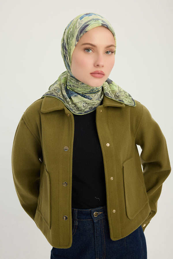 Efilia Desenli Eşarp - Çiçek Tahtı - Açık Yeşil