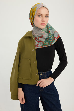 Efilia Desenli Eşarp - Mercan Bahçesi - Kiremit