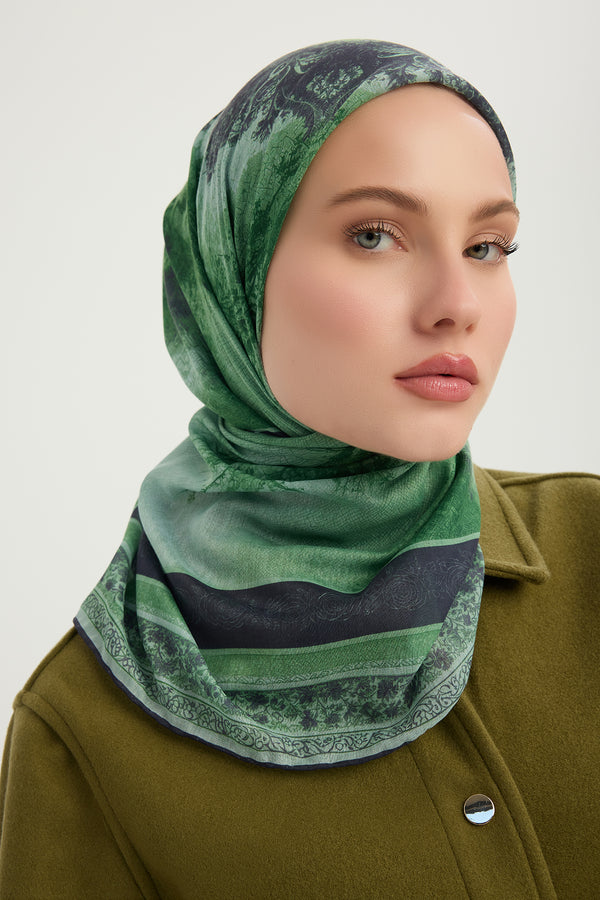 Efilia Desenli Eşarp - Köklerin Aynası - Yeşil