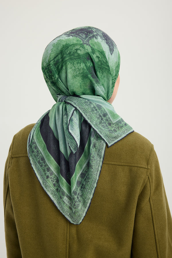 Efilia Desenli Eşarp - Köklerin Aynası - Yeşil
