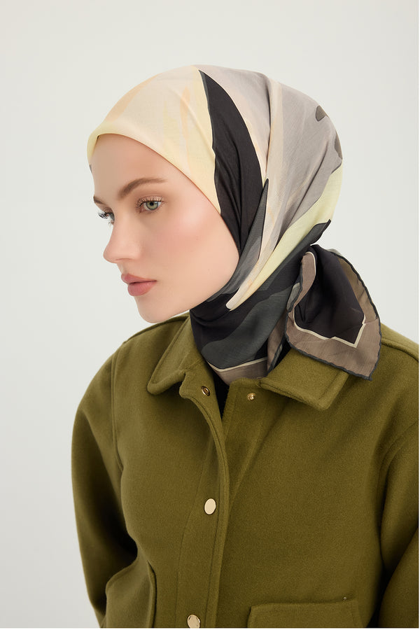 Efilia Desenli Eşarp - Renklerin Lalesi - Vizon