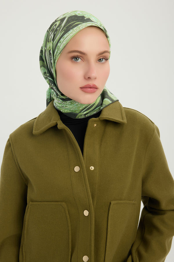 Efilia Desenli Eşarp - Kozmik Paisley - Yeşil
