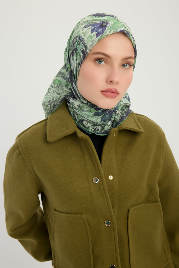 Efilia Desenli Eşarp - Çiçek Tahtı - Yeşil