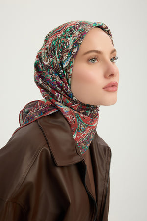 Vierra Desenli Eşarp - Ebedi Saraylar - Kırmızı