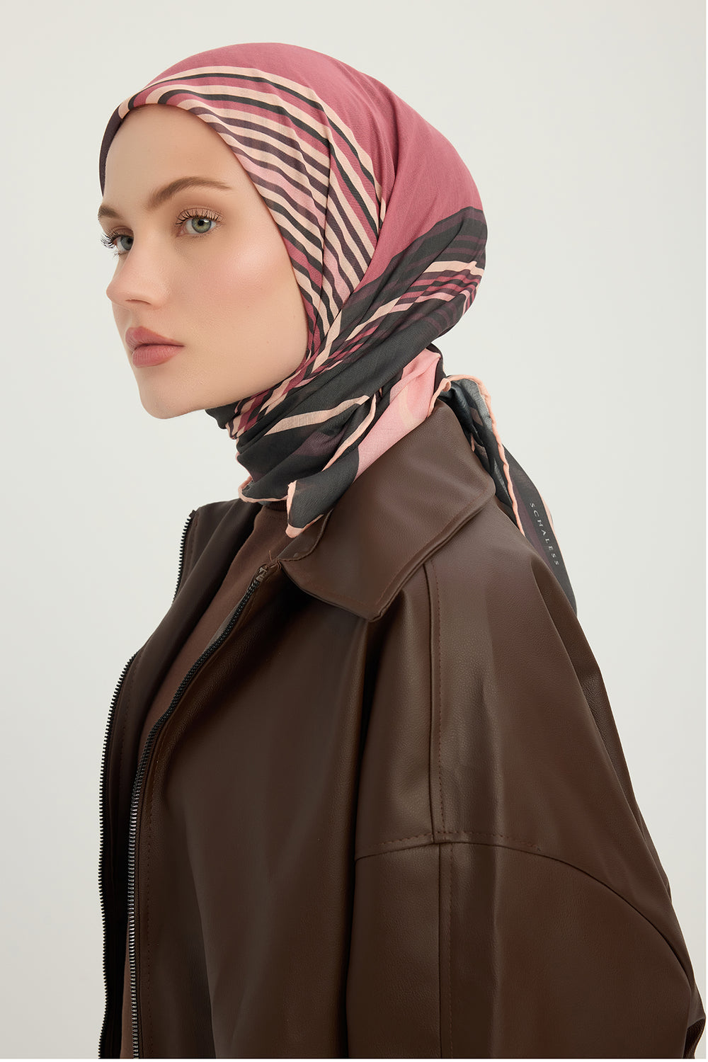 Efilia Desenli Eşarp - Gece ve Gündüz - Gül Kurusu