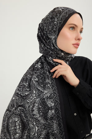 Vierra Desenli Şal - Ebedi Saraylar - Siyah