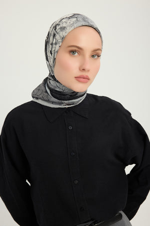 Efilia Desenli Eşarp - Sessiz Mevsimler - Gri