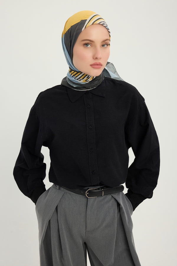 Efilia Desenli Eşarp - Gece ve Gündüz - Mavi