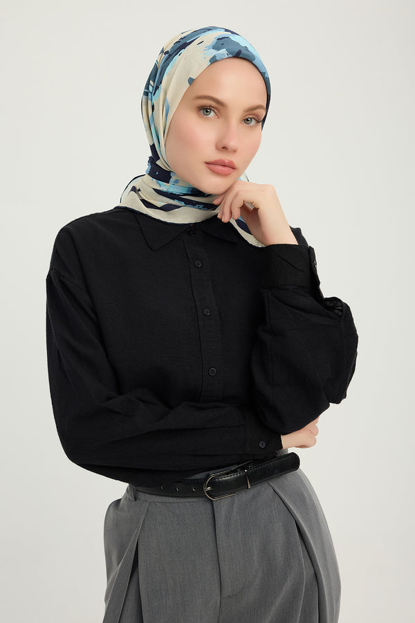 Vierra Desenli Eşarp - Özgür Fırçalar - İndigo