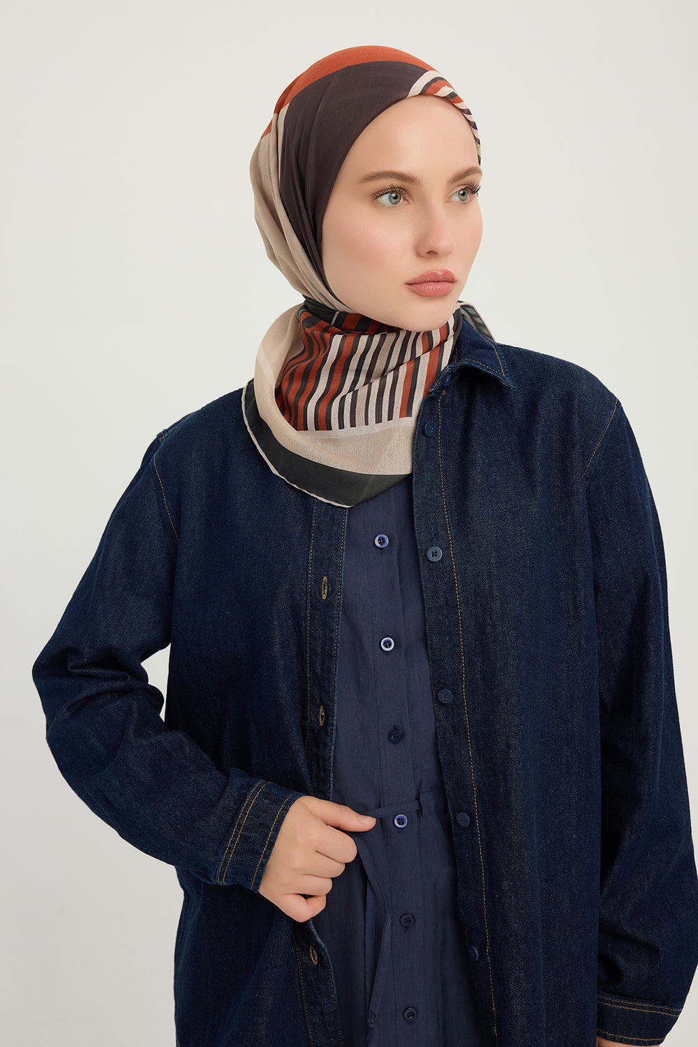 Efilia Desenli Eşarp - Gece ve Gündüz - Turuncu