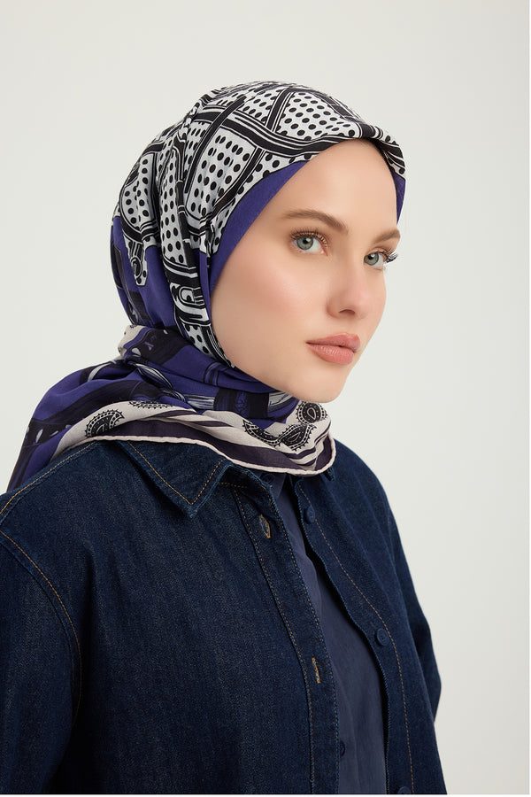 Vierra Desenli Eşarp - Süvarinin Arması - Mor