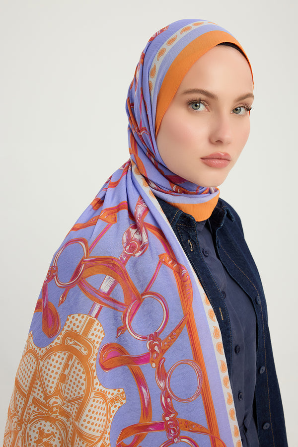 Vierra Desenli Şal - Süvarinin Arması - Oranj