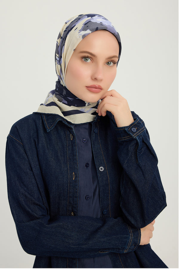 Vierra Desenli Eşarp - Özgür Fırçalar - Mor