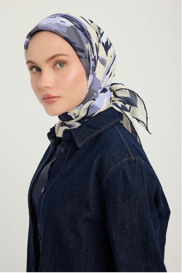 Vierra Desenli Eşarp - Özgür Fırçalar - Mor