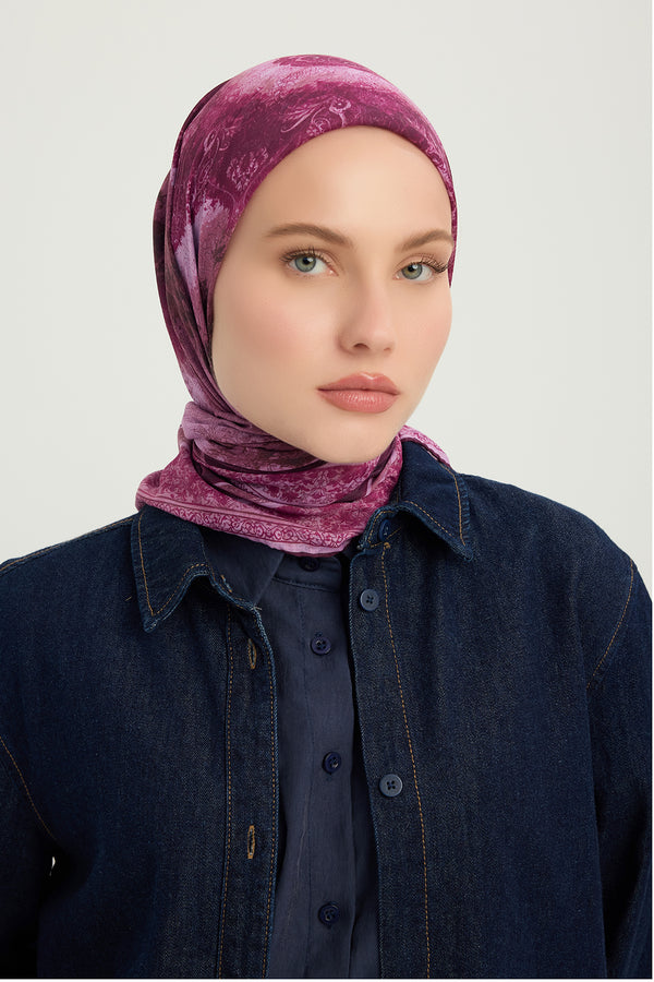 Efilia Desenli Eşarp - Köklerin Aynası - Mürdüm