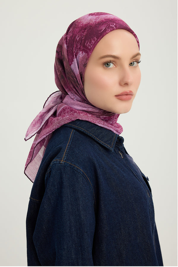 Efilia Desenli Eşarp - Köklerin Aynası - Mürdüm