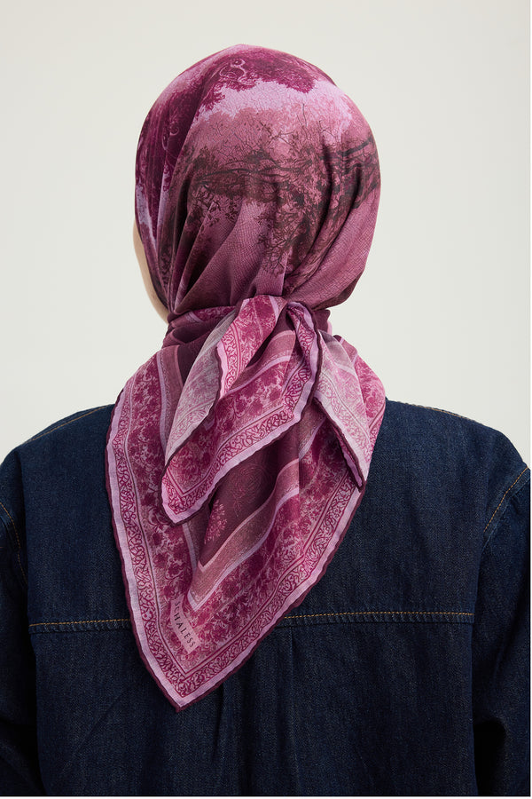 Efilia Desenli Eşarp - Köklerin Aynası - Mürdüm