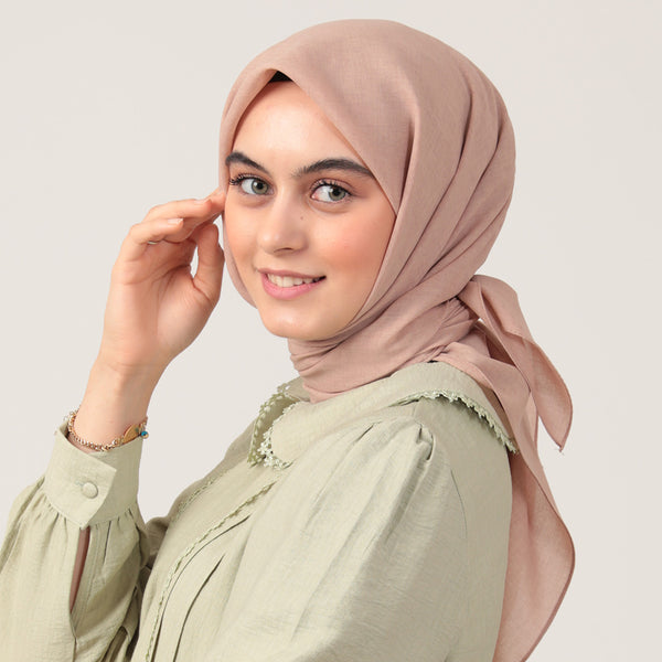 Yazlık Denim Eşarp - Açık Pudra