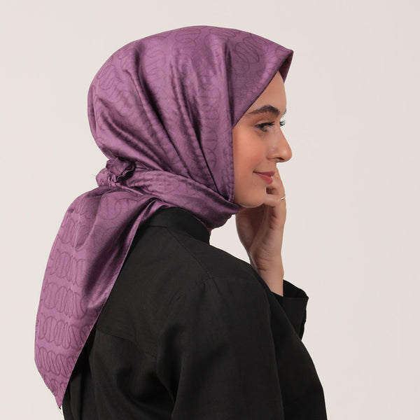 Yün İpek Eşarp - Zincir Desen - Lavanta