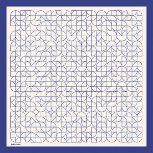 Pamuk İpek Eşarp - Geometrik Desen - Saks Mavisi