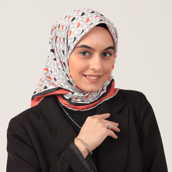 Twill Eşarp - Puzzle Desen - Kiremit