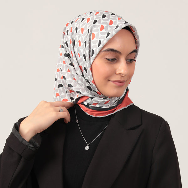 Twill Eşarp - Puzzle Desen - Kiremit