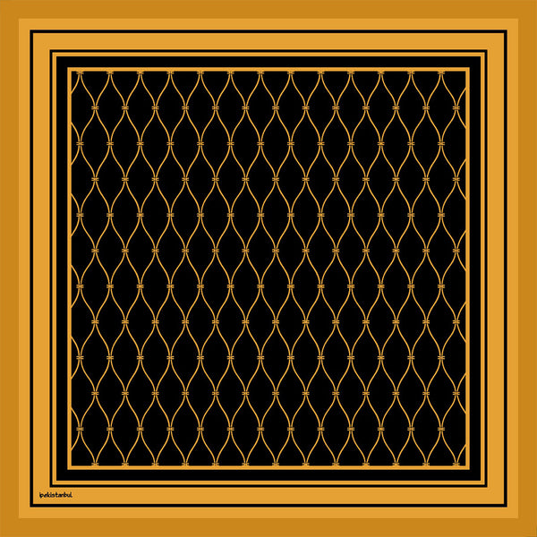 Pamuk İpek Eşarp - Dalga Desen - Gold