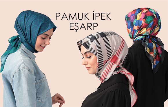 ipekistanbul Desenli Pamuk İpek Eşarp Modelleri