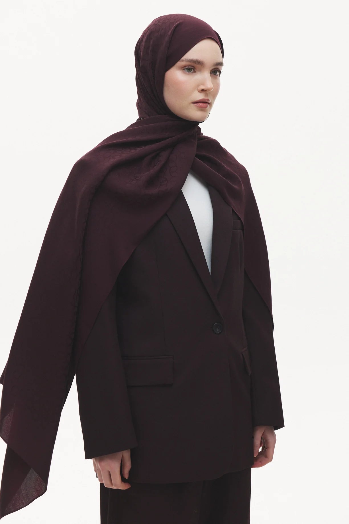 Native Zincir Desen Naia Şal - Burgundy