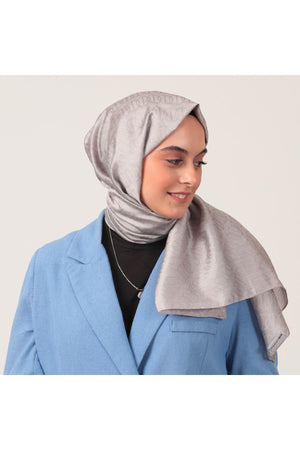 Yün İpek Şal - Zincir Desen - Gri